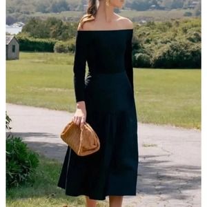 Tuckernuck NWT Black Marissa Off the Shoulder Midi Dress SIZE SMALL